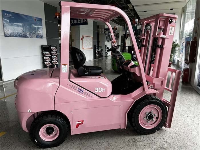 3ton pink high voltage lithium battery electric forklift 2