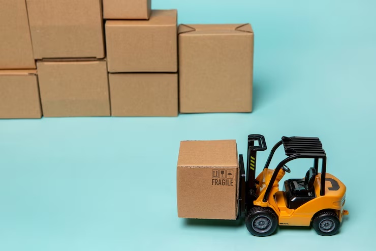 Forklift carrying box supply chain