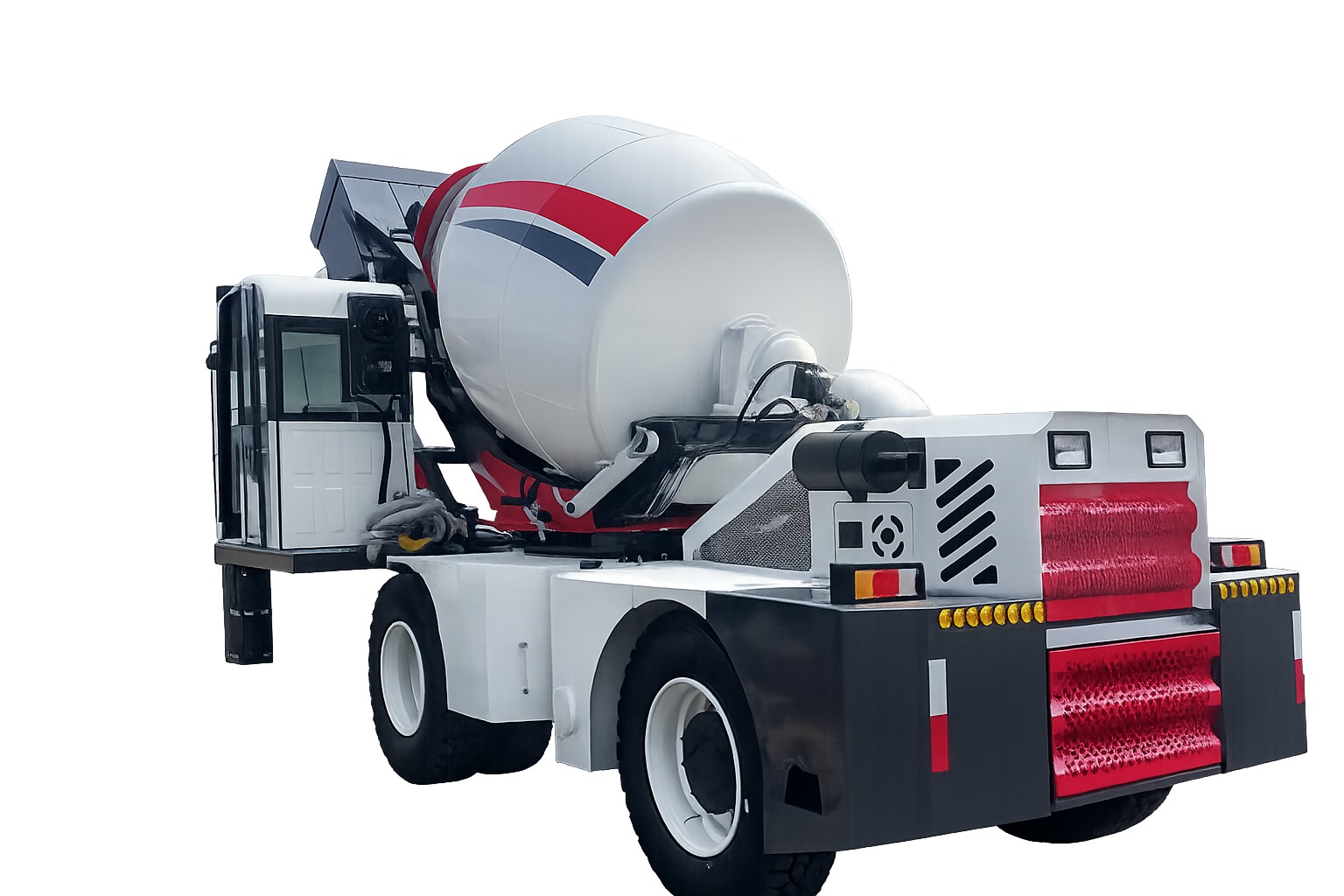 A self loading concrete mixer